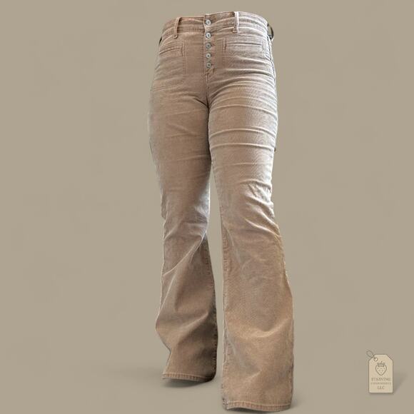 American Eagle High Rise Flare Corduroy Pants Women’s Size 8 Beige - Picture 4 of 7